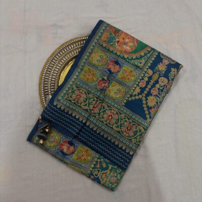 Viscose Banna-Banni Print Saree — Rama Green & Peacock Blue