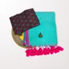 Handloom Plain Mulmul Saree — Turquoise Blue