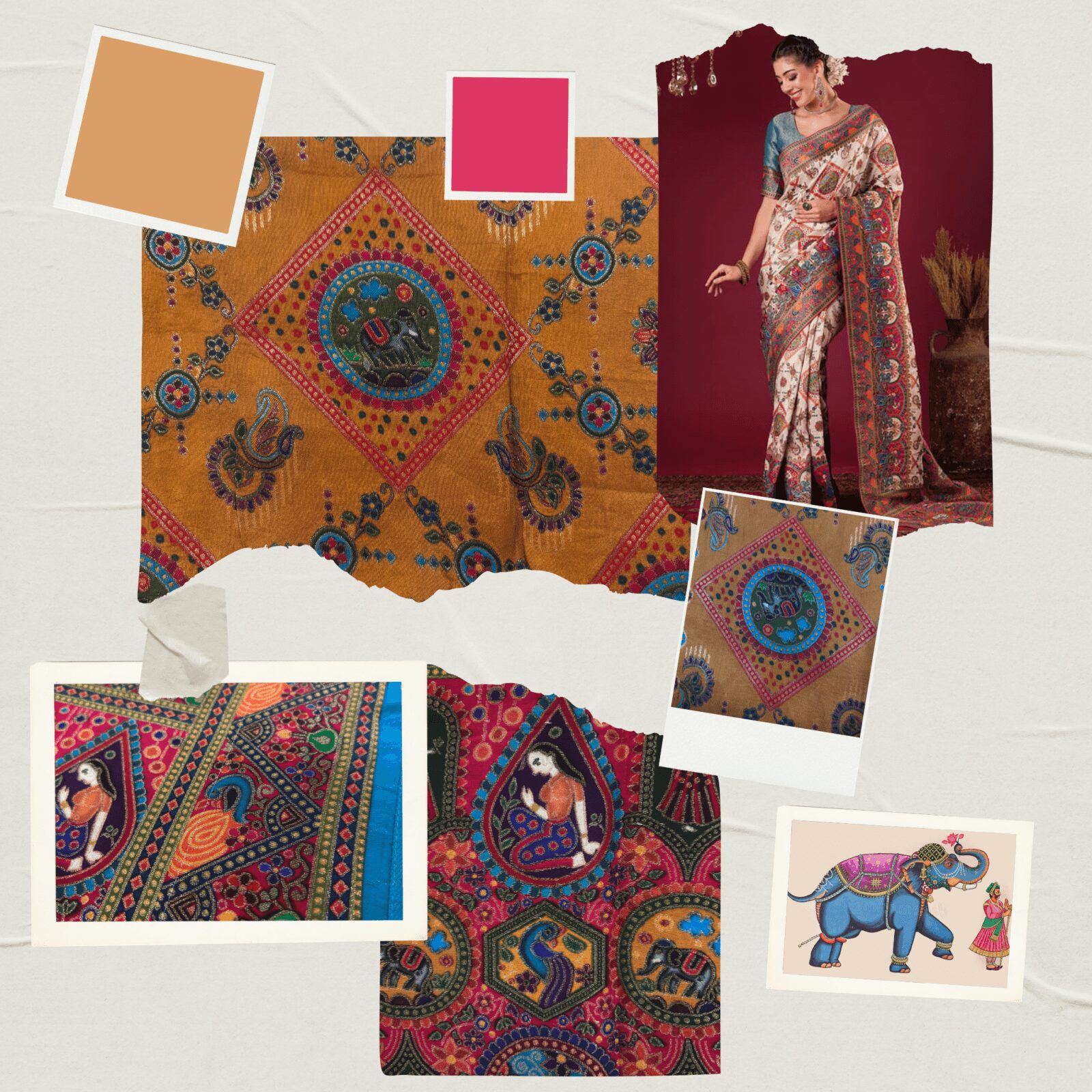 Viscose Kalamkari Saree Mustard Yellow — view 6 | TARINÉ
