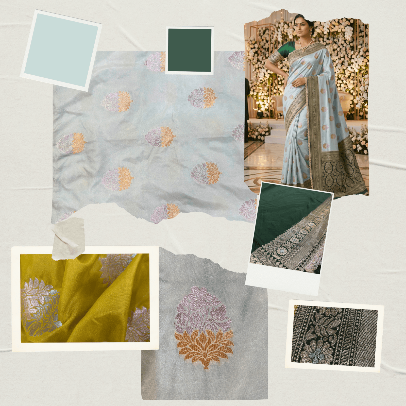 Katan Silk Woven Saree Ice Blue — view 7 | TARINÉ