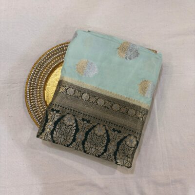 Katan Silk Woven Saree Ice Blue | TARINÉ