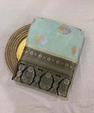 Katan Silk Woven Saree Ice Blue | TARINÉ