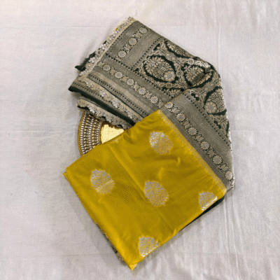 Katan Silk Woven Saree Lime Green | TARINÉ