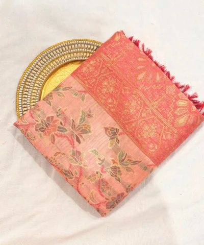 Cotton Kasuti Woven Saree — Peach