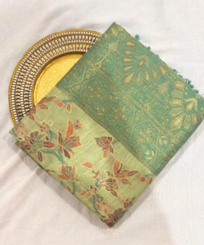 Cotton Kasuti Woven Saree — Lime Green