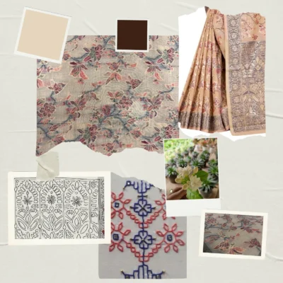 Cotton Kasuti Woven Saree — Beige — styling view