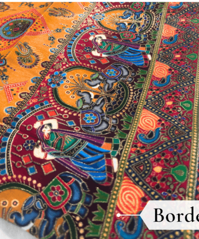 Viscose Kalamkari Saree Mustard Yellow — view 3 | TARINÉ