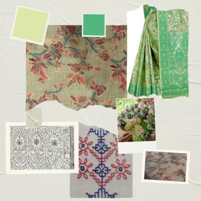 Cotton Kasuti Woven Saree — Lime Green — styling view