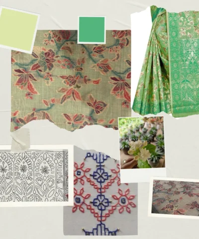 Cotton Kasuti Woven Saree — Lime Green — styling view