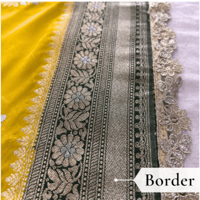 Katan Silk Woven Saree Lime Green — view 4 | TARINÉ
