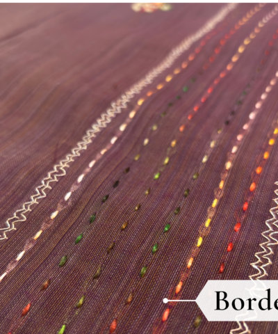 Khadi Embroidered Saree Wine — view 3 | TARINÉ