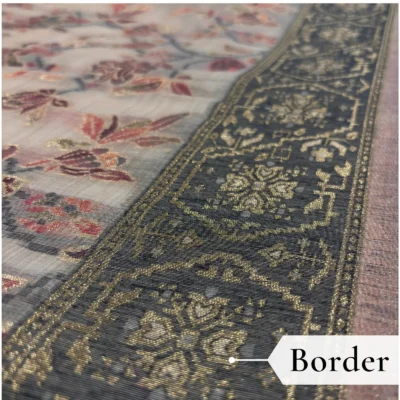 Cotton Kasuti Woven Saree — Beige — drape view