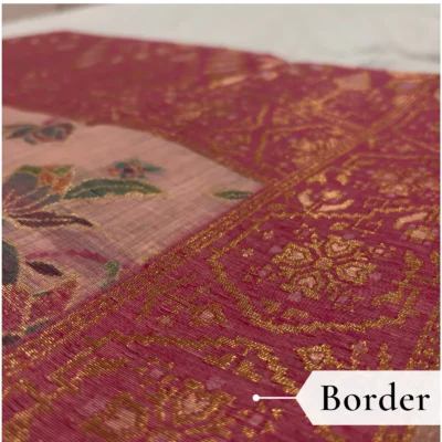 Cotton Kasuti Woven Saree — Baby Pink — drape view