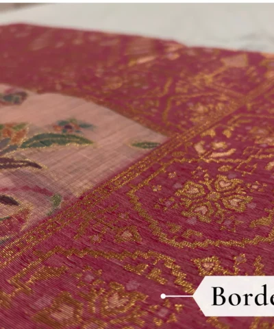 Cotton Kasuti Woven Saree — Baby Pink — drape view