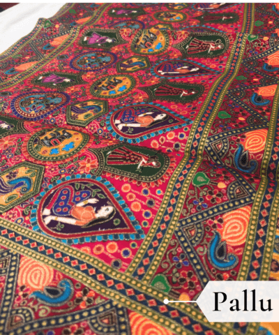 Viscose Kalamkari Saree Mustard Yellow — view 4 | TARINÉ