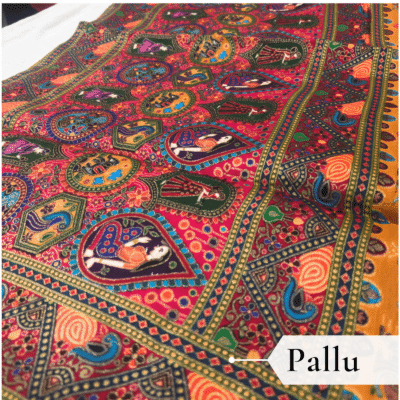 Viscose Kalamkari Saree Mustard Yellow — view 4 | TARINÉ