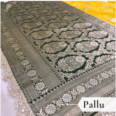 Katan Silk Woven Saree Lime Green — view 5 | TARINÉ