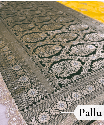 Katan Silk Woven Saree Lime Green — view 5 | TARINÉ