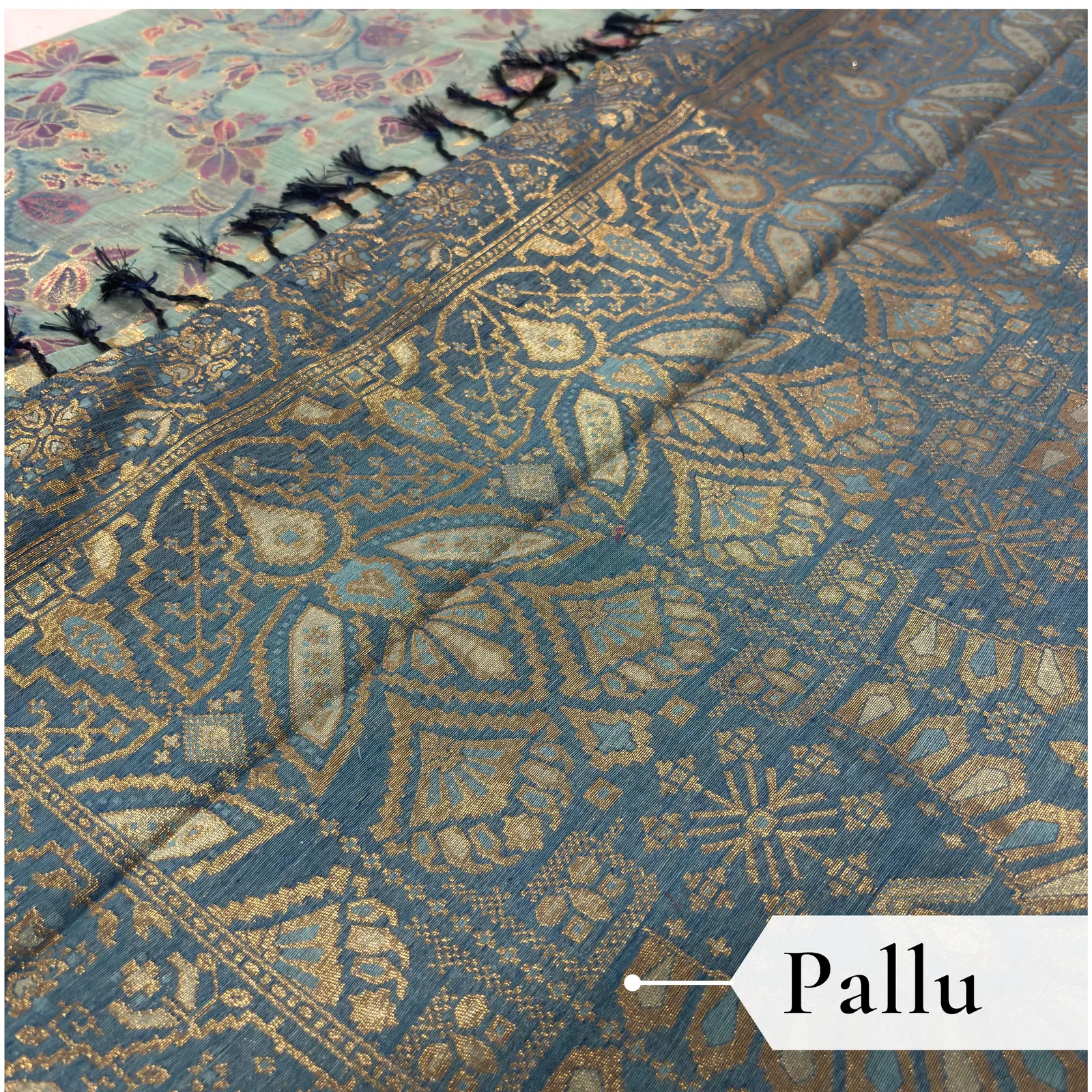 Cotton Kasuti Woven Saree — Rama Green — full length view