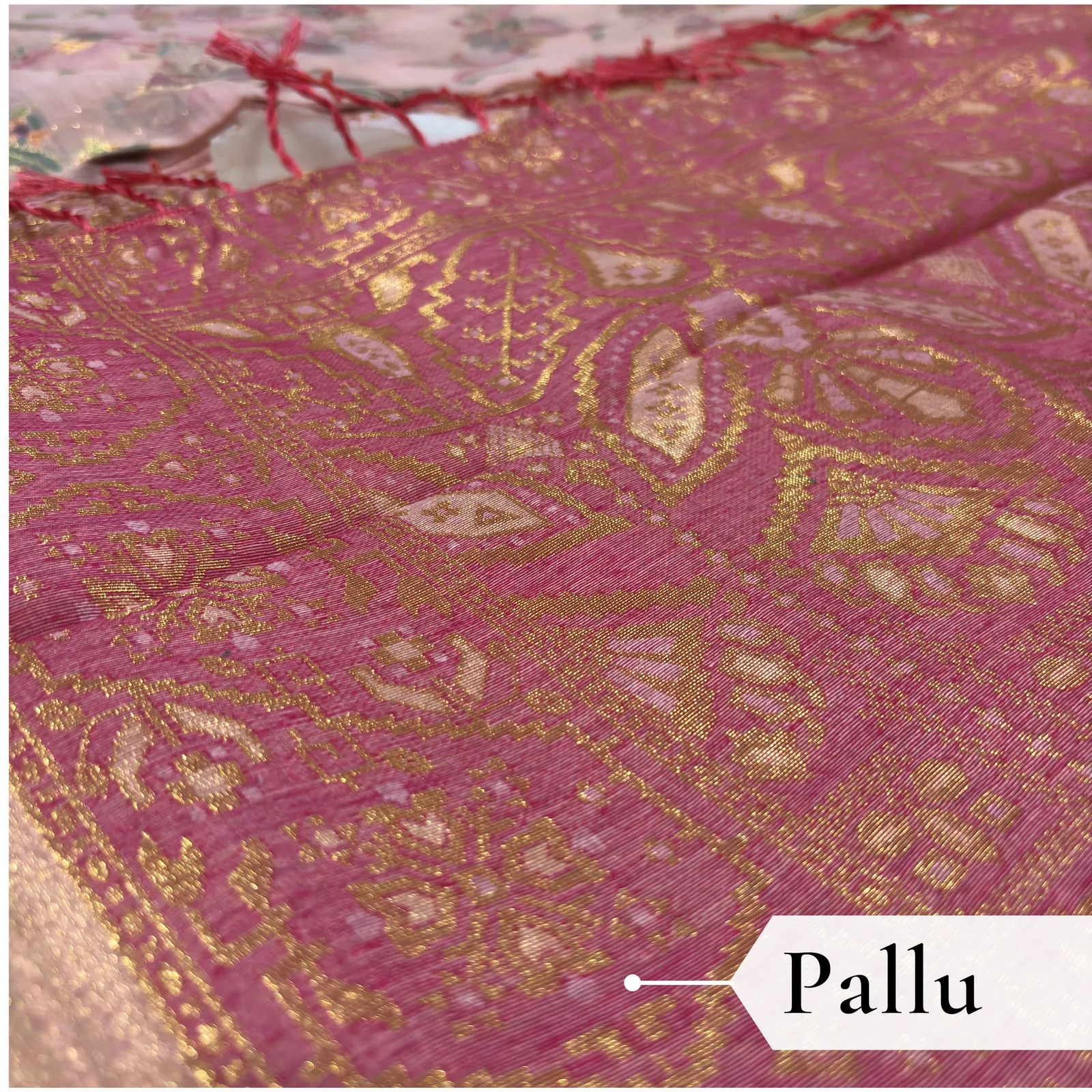 Cotton Kasuti Woven Saree — Baby Pink — full length view