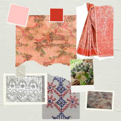 Cotton Kasuti Woven Saree — Peach — styling view