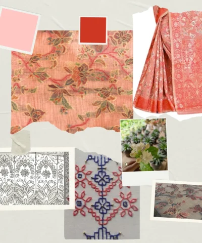 Cotton Kasuti Woven Saree — Peach — styling view