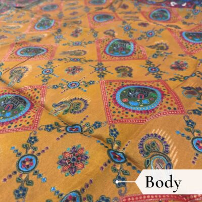 Viscose Kalamkari Saree Mustard Yellow — view 2 | TARINÉ