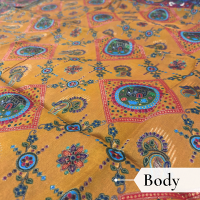 Viscose Kalamkari Saree Mustard Yellow — view 2 | TARINÉ