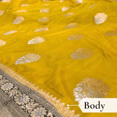 Katan Silk Woven Saree Lime Green — view 3 | TARINÉ