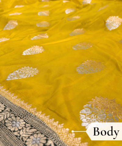 Katan Silk Woven Saree Lime Green — view 3 | TARINÉ