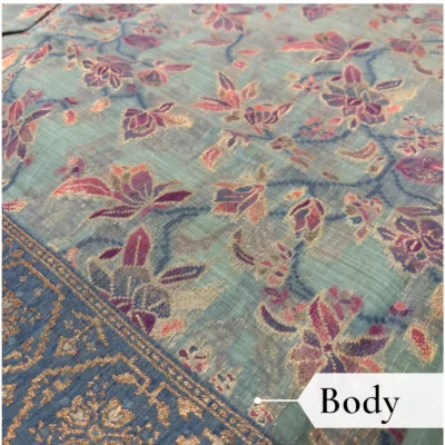 Cotton Kasuti Woven Saree — Rama Green — blouse piece detail