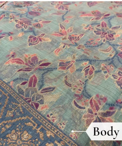 Cotton Kasuti Woven Saree — Rama Green — blouse piece detail