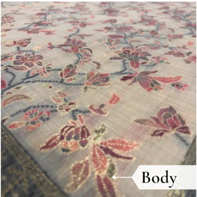 Cotton Kasuti Woven Saree — Beige — blouse piece detail