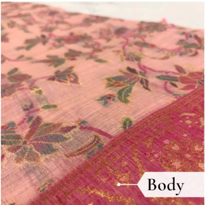 Cotton Kasuti Woven Saree — Baby Pink — blouse piece detail