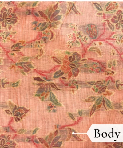 Cotton Kasuti Woven Saree — Peach — blouse piece detail