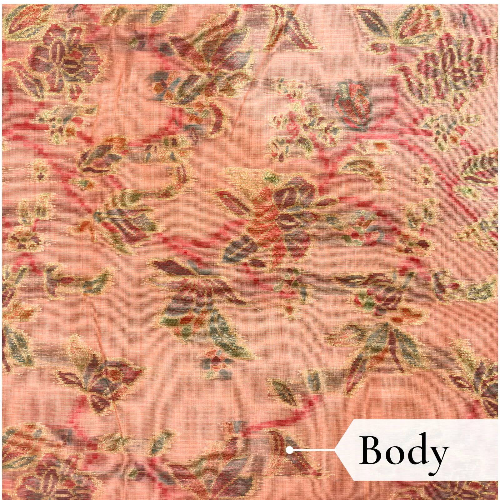 Cotton Kasuti Woven Saree — Peach — blouse piece detail