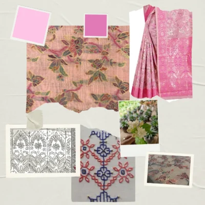 Cotton Kasuti Woven Saree — Baby Pink — styling view