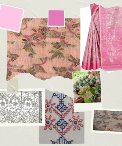 Cotton Kasuti Woven Saree — Baby Pink — styling view