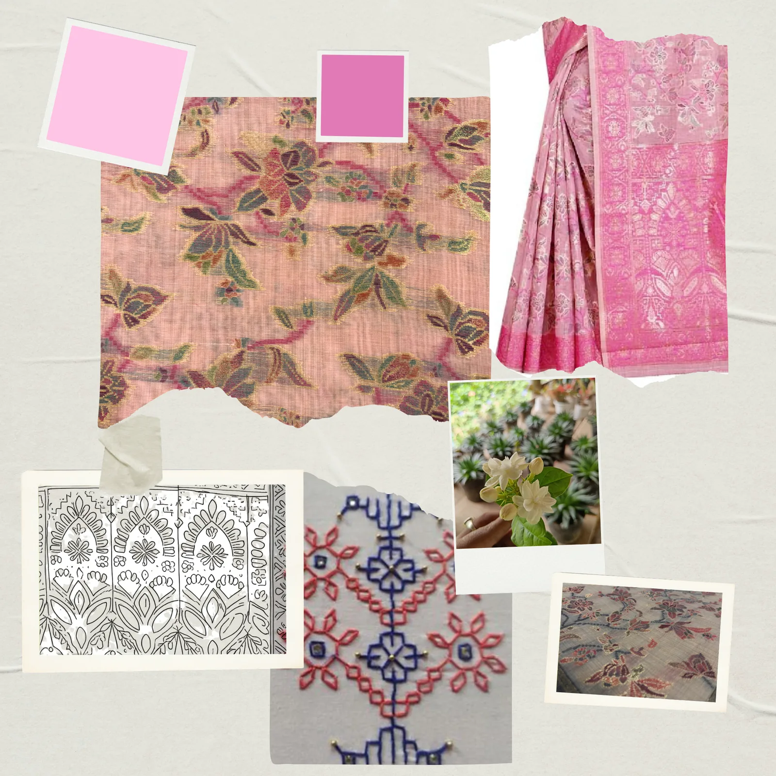 Cotton Kasuti Woven Saree — Baby Pink — styling view