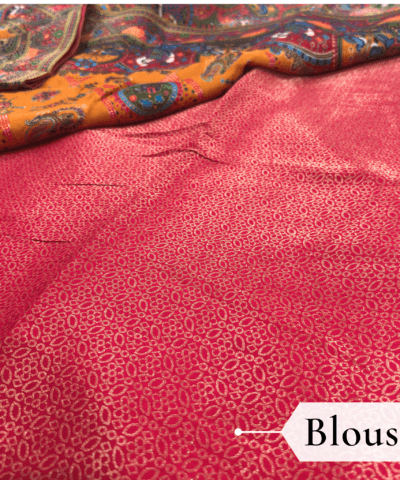 Viscose Kalamkari Saree Mustard Yellow — view 5 | TARINÉ