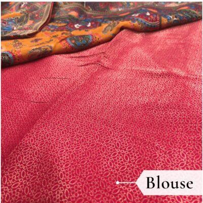 Viscose Kalamkari Saree Mustard Yellow — view 5 | TARINÉ