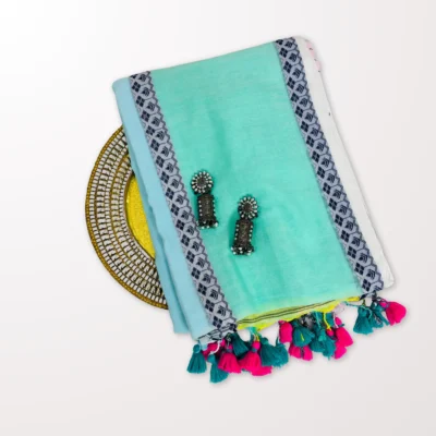 Handloom Bengal Cotton Jamdani Saree — Multicolour Floral