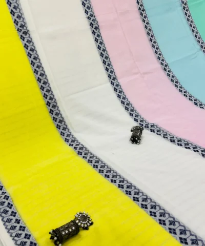 Handloom Bengal Cotton Jamdani Saree — Multicolour Floral — detail view