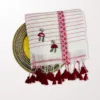 Handloom Bengal Cotton Jamdani Saree — White and Red
