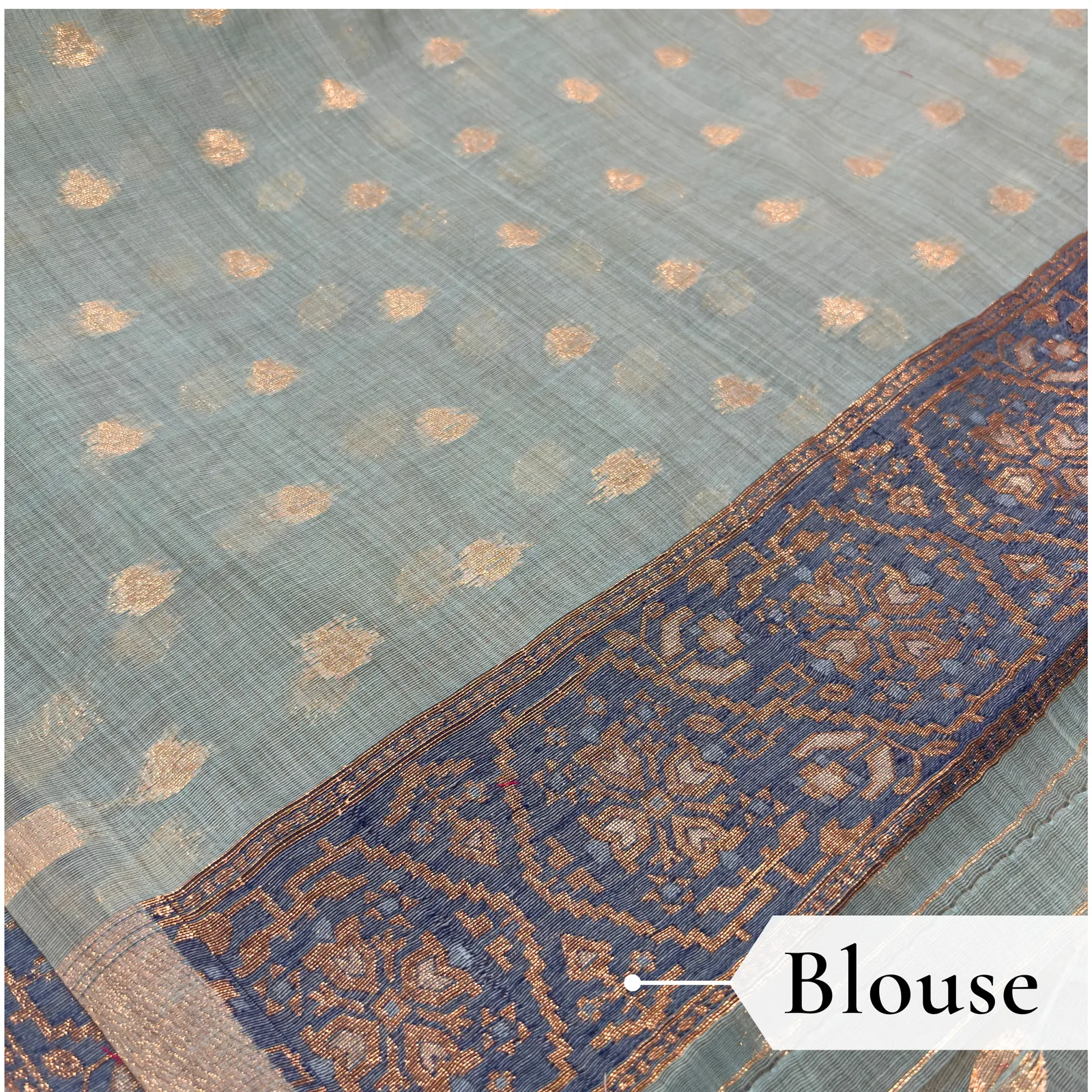 Cotton Kasuti Woven Saree — Rama Green — texture close-up