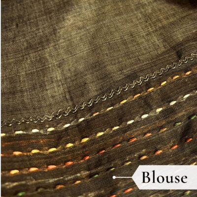 Khadi Embroidered Saree Bottle Green — view 5 | TARINÉ