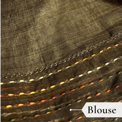 Khadi Embroidered Saree Bottle Green — view 5 | TARINÉ