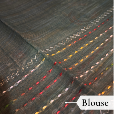 Khadi Embroidered Saree Leaf Green — view 3 | TARINÉ