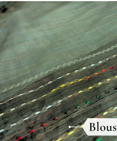 Khadi Embroidered Saree Olive Green — view 5 | TARINÉ