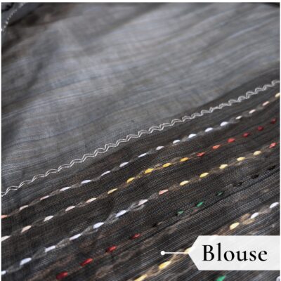 Khadi Embroidered Saree Grey — view 5 | TARINÉ